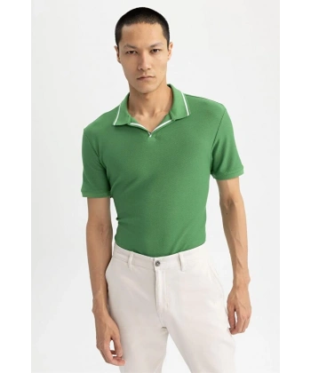 DEFACTO Erkek Modern Fit Polo Yaka Kısa Kollu Pamuklu Tişört