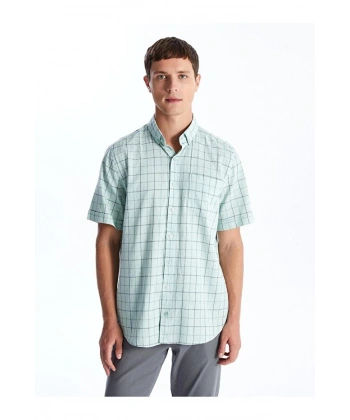 LC Waikiki Erkek Classic Regular Fit Kısa Kollu Ekose Poplin Gömlek