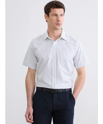 LC Waikiki Erkek Beyaz Regular Fit Çizgili Gömlek