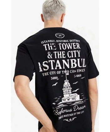 Defacto %100 Pamuk Boxy Fit Baskılı Tişört