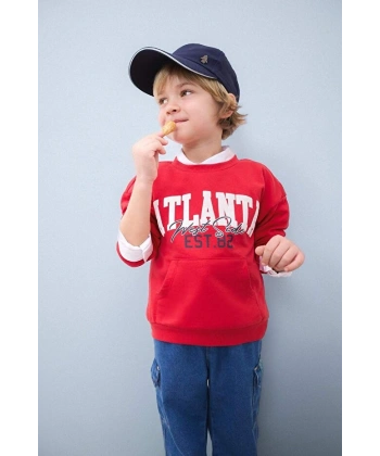Defacto Bisiklet Yaka Baskılı Sweatshirt Erkek Bebek