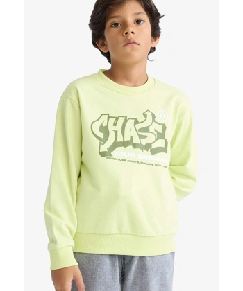 Defacto Bisiklet Yaka Baskılı Sweatshirt Erkek Çocuk