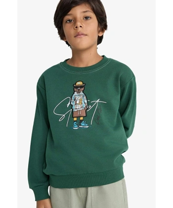Defacto Bisiklet Yaka Baskılı Sweatshirt Erkek Çocuk