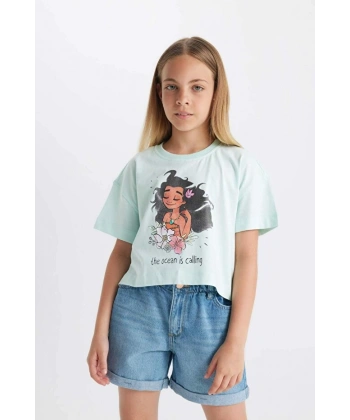 Defacto Disney Prenses Bisiklet Yaka Kısa Kollu Tişört Kız Çocuk