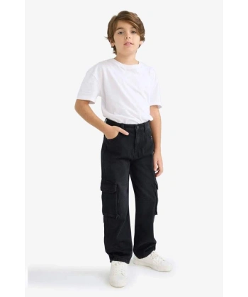 Defacto Erkek Çocuk Kargo Fit Düz Paça Jean Pantolon