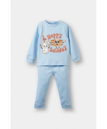 DEFACTO Erkek Çocuk Pamuklu Baskılı Beli Lastikli Pijama Takımı