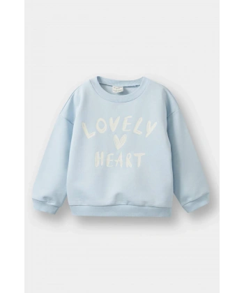 DEFACTO Kız Bebek Bisiklet Yaka Baskılı Sweatshirt
