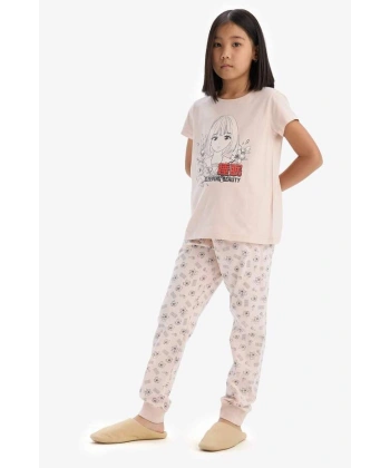 DEFACTO Kız Çocuk %100 Pamuklu Anime Baskılı Pijama Takımı