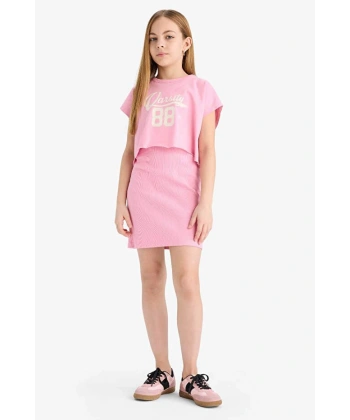 DEFACTO Kız Çocuk 2li Pembe Elbise