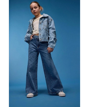 Defacto Kız Çocuk Wide Leg Geniş Bol Paça Jean Pantolon