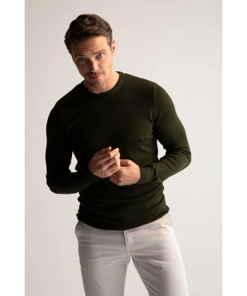 DEFACTO Premium Regular Fit Bisiklet Yaka Triko Kazak