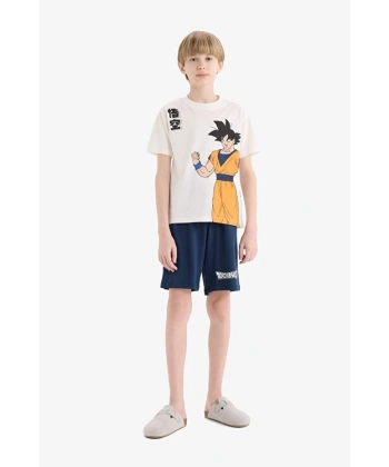 Defacto Regular Fıt Baskılı 2li Ekru Pijama Takımı Erkek Çocuk