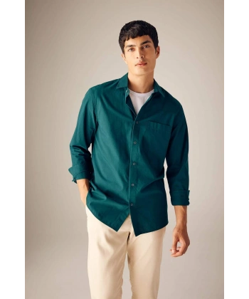 DEFACTO Regular Fit Poplin Uzun Kollu Gömlek