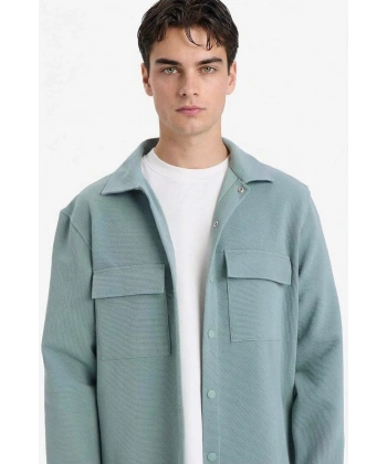 Defacto Regular Fit Twill Yeşil Erkek Gömlek