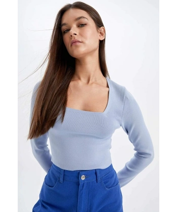DEFACTO Slim Fit Kare Yaka Kazak