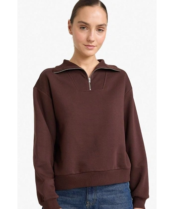 Defacto Yarım Fermuarlı Balıkçı Yaka Basic Sweatshirt