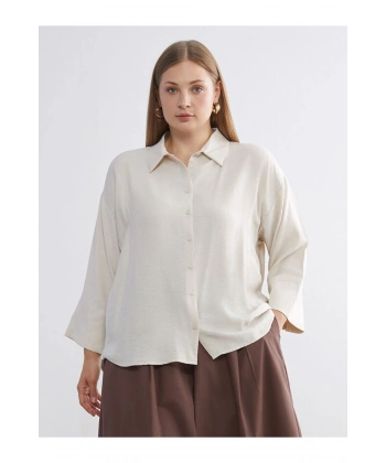 Dokulu Oversize Kadın Gömlek