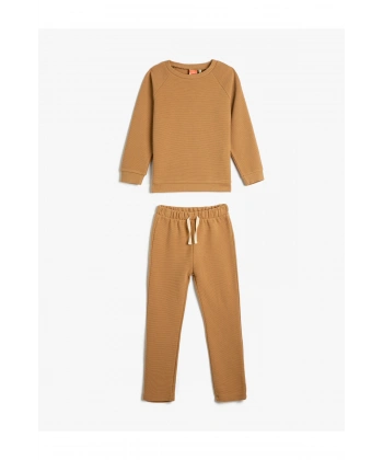 Eşofman Takımı 2li Basic Pamuklu Sweatshirt ve Eşofman Altı