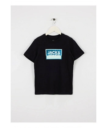 Jack & Jones Erkek Çocuk Baskılı Siyah T-Shirt