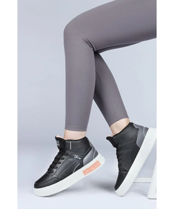 Jump Yüksek Bilekli Siyah Kadın Sneaker Günlük Spor Ayakkabı