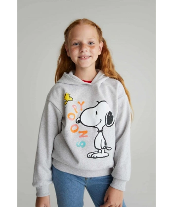Kız Çocuk Snoopy Kapüşonlu Sweatshirt