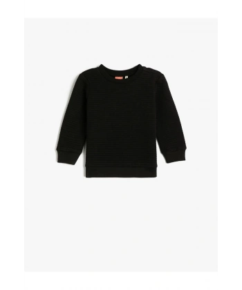 Koton Basic Sweatshirt Dokulu Bisiklet Yaka Pamuklu