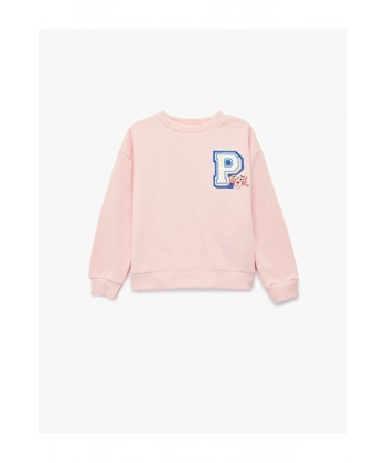 Koton Baskılı Uzun Kollu Bisiklet Yaka Şardonlu Sweatshirt