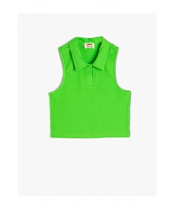 Koton Crop Atlet Polo Yaka Düğmeli Ribanalı Pamuklu