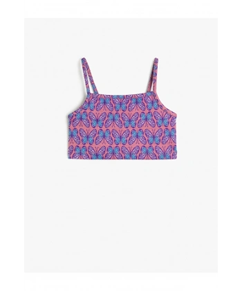 Koton Crop Üst Kelebek Baskılı Askılı Dar Kalıp