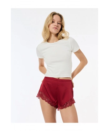 Koton Dantel Detaylı Kısa Saten Şort Pijama Altı