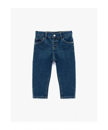 Koton Erkek Bebek Beli Lastikli indigo Jean Pantolon