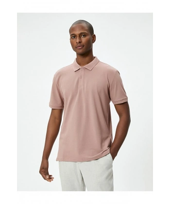 Koton Erkek Polo Yaka Tişört Düğmeli Slim Fit Kısa Kollu