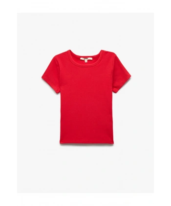Koton Kadın Slim Fit Pamuklu Kısa Kollu Bisiklet Yaka Kadın Basic Tişört