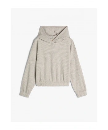 KOTON Kapşonlu Basic Sweatshirt Dokulu Manşetleri Lastikli