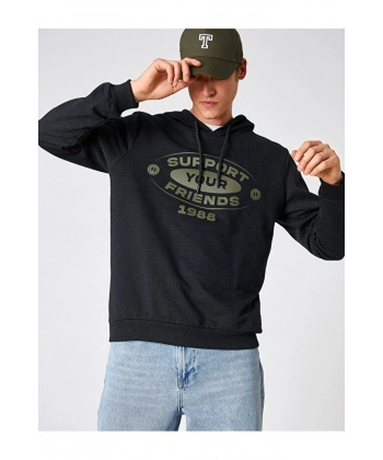 Koton Kapşonlu Baskılı Sweatshirt Kazak