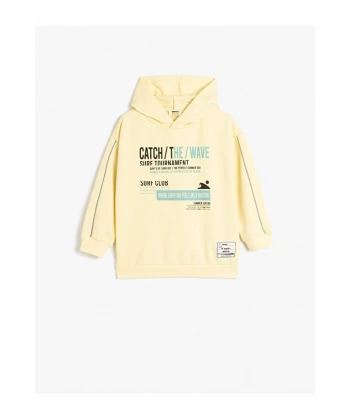 Koton Kapşonlu Uzun Kollu Baskılı Oversize Sweatshirt