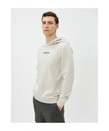 Koton Kapüşonlu Sweat Slogan Baskılı Uzun Kollu Şardonlu