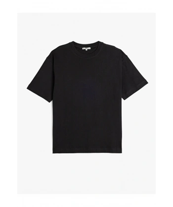Koton Kısa Kollu Pamuklu Bisiklet Yaka Basic Oversize Tişört