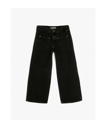 Koton Kız Çocuk Pamuklu Kot Pantolon - Wide Leg