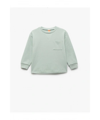 Koton Pamuklu Cep Detaylı Bisiklet Yaka Uzun Kollu Basic Sweatshirt