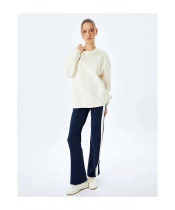 Koton Şardonlu Oversize Bisiklet Yaka Uzun Kollu Sweatshirt
