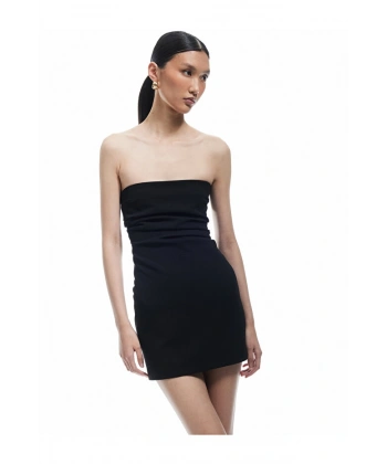 Koton Scuba Krep Kumaş Drape Detaylı Mini Straplez Elbise