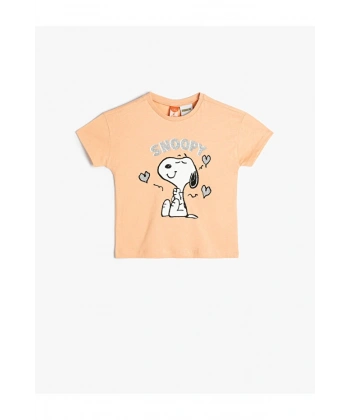 Koton Snoopy Tişört Lisanslı Kısa Kollu Bisiklet Yaka Pamuklu