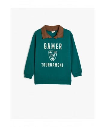 Koton Sweatshirt Baskı Detaylı Uzun Kollu Şardonlu