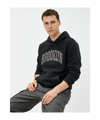 Koton Sweatshirt Kapşonlu Baskılı Kanguru Cep Detaylı Şardonlu