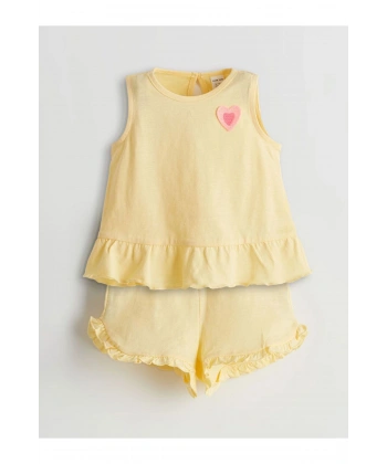 LC Waikiki baby Kalp Baskılı Kız Bebek Bluz ve Şort 2li
