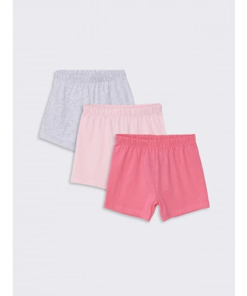 LC Waikiki baby Pembe Beli Lastikli Basic Kız Bebek Şort 3lü