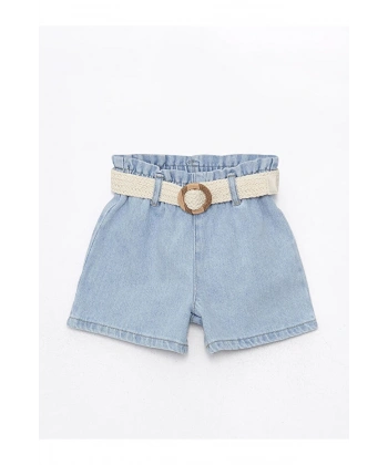 LC Waikiki Basic Kemerli Kız Çocuk Jean Şort