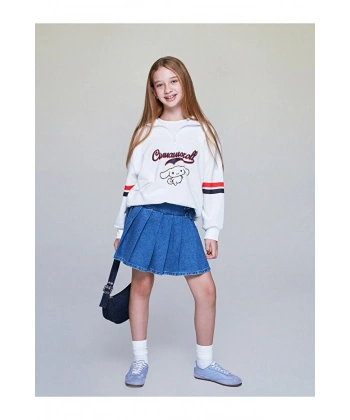 LC Waikiki Basic Pileli Kız Çocuk Jean Etek