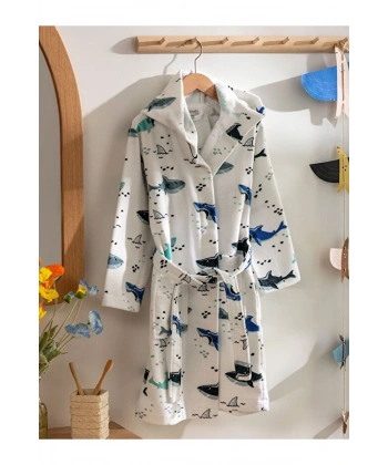 LC Waikiki Baskılı Kapüşonlu Erkek Çocuk Bornoz